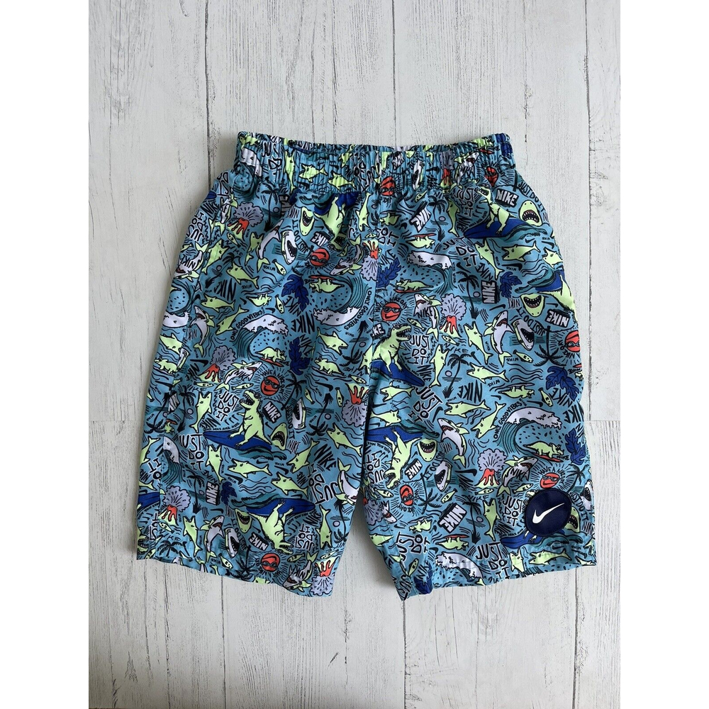 Nike Swimwear t-Rex Dinosaur Shark Swim Trunks Shorts Boys Youth M 10-12 GUC